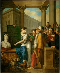 Allegori til Napoleon Is ære. Musen Clio viser...