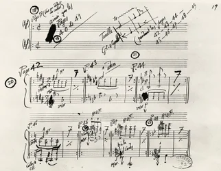 Håndskrevet manuskript av Parade, av Eric Alfred Leslie Satie (1866-1925), Frankrike