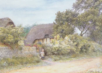 En hytte i Gloucestershire (akvarell på papir)
