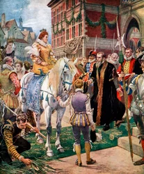Dronning Elizabeth åpner Royal Exchange i 1570, c1920.