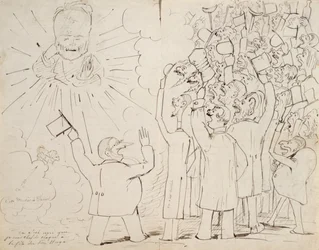 The Celebration for Old Hugo, karikatur av Victor Hugo (1802-85) fra et brev til Paul Verlaine, ca. 1880
