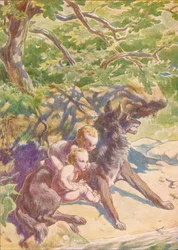 Ned til elven kom en ulv for å drikke, ca. 1912-1912