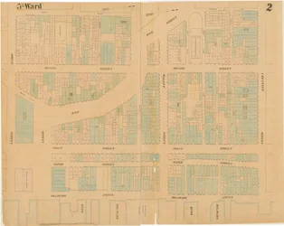 Kart over byen Philadelphia, bind 1, plate 2, 1860 (håndfarget gravering)
