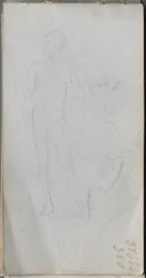 Skissebok, side 100: Nakenfigur, profil