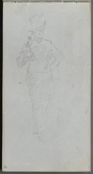 Skissebok, side 15: Study of a Soldier.