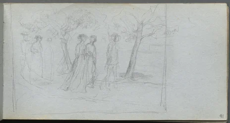 Skissebok, side 41: Figurer i et landskap