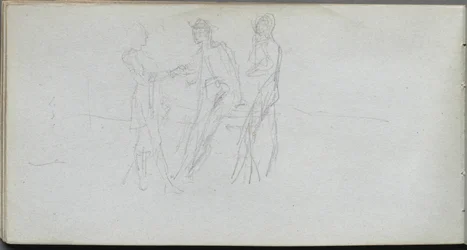 Skissebok, side 42: Tre figurer.