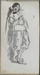 Skissebok, side 46: Stående mannsfigur