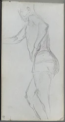 Skissebok, side 87: Figurstudie.