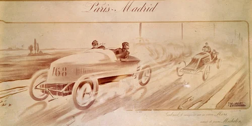 Motorracing: "Paris Madrid": Gabriel-vinner på Mors utstyrt med Michelin-dekk "" Illustrasjon 1903