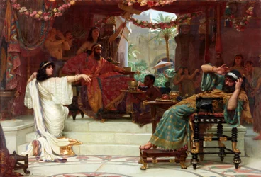Ester anklager Haman overfor kong Ahasverus, 1888
