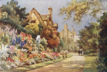 The Cottages, Worcester College Gardens (farge litho)