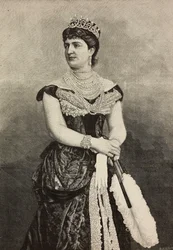 Margaret av Savoy (1851-1926), dronning av Italia fra 1878 til 1900, foto av Cattani, Bertelli og de Hagen, gravering av Ernesto Mancastroppa fra L