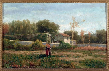 Landskap, Italia (Landskap, Italia) Maleri av Ernesto Rayper (1840-1873) Dim 26x40 cm Genes, Galleria d'Arte Moderna, inv 0306