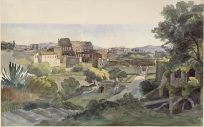 Utsikt over Forum Romanum med Colosseum mot Lateranet