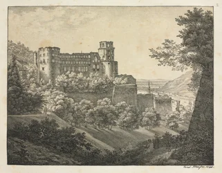 Seks utsikt over Heidelberg slott: Mot nordøst, 1820.