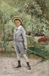 Gutt med trillebår, 1880