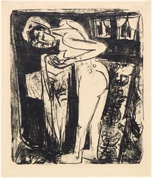 Stående naken i et rom, 1921.