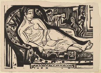 Kvinne som ligger på en sofa, 1926.