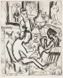 Interiør med mennesker. 1923