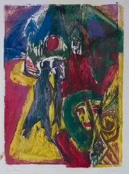 Gate med Cocotte, Berlin Street Scene, 1915-1916.