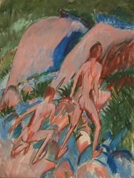 To nakenfigurer i et landskap, 1913