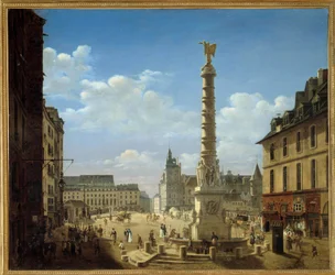 Torget og fontenen til Chatelet Maleri av Etienne Bouhot (1780-1862) 1810 Søn. 0,81x0,99 m Paris, Carnavalet-museet