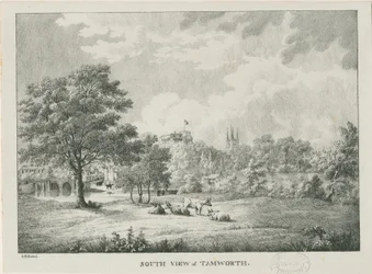 Tamworth - Fjernsyn fra sør: litografert, nd [1796-1865]