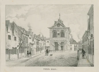 Tamworth - Rådhuset: litografi, nd [1796-1865]