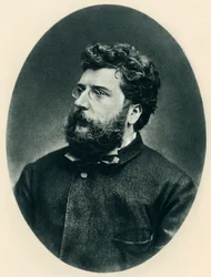 Portrett av George Bizet (1838-1875) fransk komponist - Fotogravering av et fotografi av Etienne Carjat (1828-1906) - Komponist Georges Bizet - Fotogravering