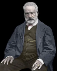 Portrett av Victor Hugo (1802-1885), fransk forfatter og poet, Fargelegging på et fotografi av Etienne Carjat (1828-1906) - Victor Hugo (1802-1885). Engelsk forfatter og poet. ca. 1870. Farget fotografi.