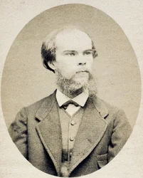 Portrett av poeten Paul Verlaine (1844-1896) av Carjat, Etienne (1828-1906), ca. 1870 - Fotogravering, 7x5 - Privat samling