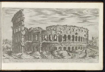 Colosseum te Roma Bouwwerken uit de oudheid (serietittel) Restene fra antikken til Roma samlet og portretter i perspektiv av Stefano Du Perac Parisino (serietittel på objekt)