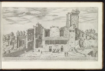 Ruïnes op de Quirinaal te Rome Bouwwerken uit de oudheid (serietittel) Restene av det gamle Roma samlet og fotografert i perspektiv av Stefano Du Perac Parisino (serietittel på objekt)