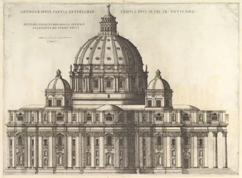 The Roman Mirror of Magnificence: Elevation Vising the Exterior of Saint Peters Basili..., 1558-61.