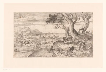 Landskap med en kvinnelig satyr som mater et satyrbarn