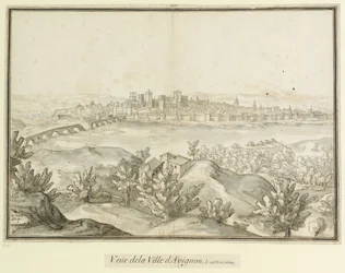 Fra byen Avignon og videre: Utsikt over byen Avignon og området rundt