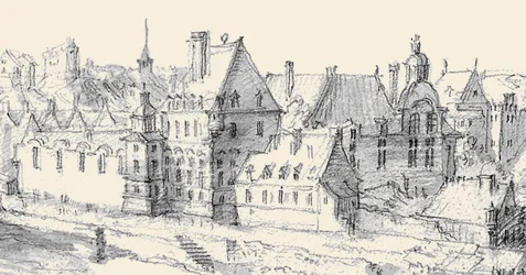 Martellange, utsikt over Paris 1620 – Ashmolean Museum (detalj med Hôtel de Nevers) (justert)
