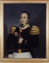 Portrett av Andre Hipolito (Hyppolite) Bouchard, som deltok i revolusjonen av Bouenos-Ayres 25. mai 1810, av Etienne Prosper Berne-Bellecour (eller Bernet-Bellecour: 1838 - 1910)
