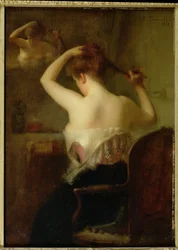 Kvinne som ordner håret sitt, 1903