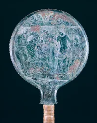 Gravert bronsespeil, fra Todi (Umbria). Etruskisk sivilisasjon, 4. århundre f.Kr.