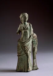 Etruskisk sivilisasjon: "" offerfigur"" bronseskulptur, fra Montalcino, Italia 2. århundre f.Kr., Dim 18 cm