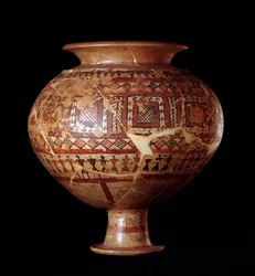 Etruskisk sivilisasjon: olla-vase fra grav 3, nekropolen ved Buccacce a Bisenzio - 7. århundre f.Kr.