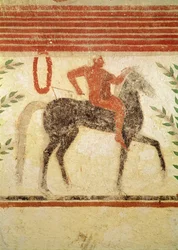 Rytter, venstre side, fra baronens grav, ca. 500 f.Kr. (veggmaleri)