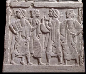 Dansescene, lavrelieff av marmorgravstein