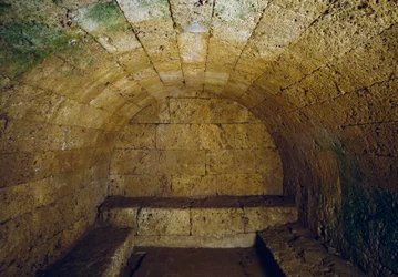 Etruskisk sivilisasjon: utsikt over graven del Gran Duca (storhertug eller storhertug), slutten av det 3. århundre f.Kr. Chiusi, Italia