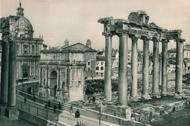 Forum Romanum med buen til Septimius Severus, Roma, Italia, 1927