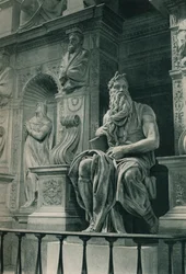 Moses, skulptur av Michelangelo i kirken San Pietro in Vincoli, Roma, Italia, omkring 1926-1927
