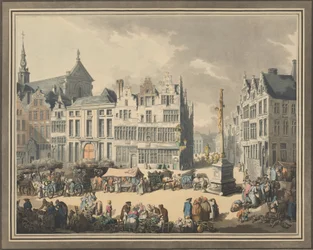 Place de Meir at Antwerp, 1797.    1199261   no       norwegian Successfully Translated  Original: Harley 4431 volume II, f.259v Miniature of a woman reading moral proverbs at the beginning of the Proverbes moraux, from The Book of the Queen, by Christine 