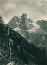 Utsikt over Brenta-gruppen, Madonna di Campiglio, Dolomittene, Italia, 1927